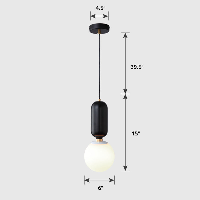 Milky Glass Ball Pendant Lamp - Simplicity 1-Bulb Fixture for Living Room Lighting