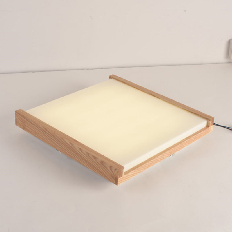 Simplicity Quad Shape Acrylic Flush Mount Ceiling Light for Bedroom - Wood Finish