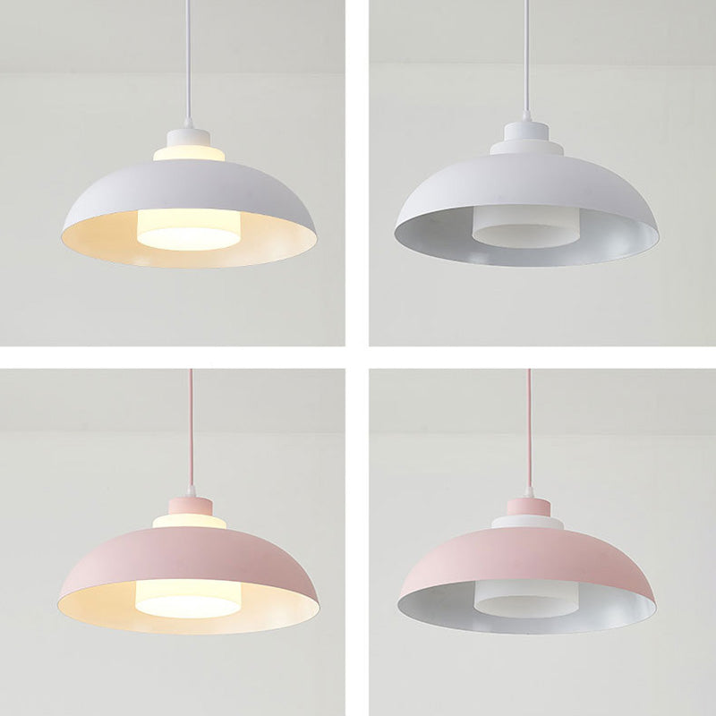 Macaron Single-Bulb Aluminum Ceiling Pendant Light with Acrylic Shade