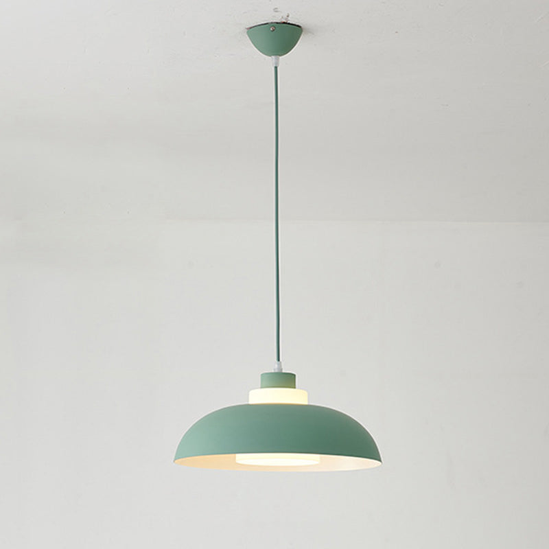 Macaron Aluminum Pendant Lamp: Stylish Single-Bulb Ceiling Hang Light With Acrylic Shade Green / 14