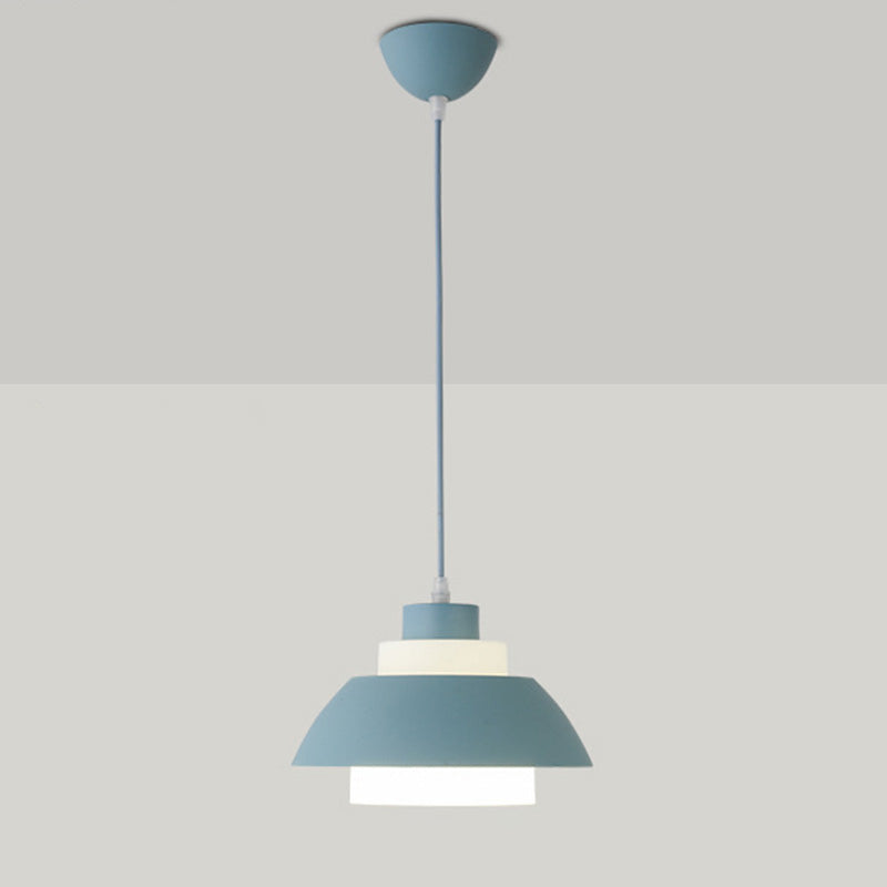 Macaron Aluminum Pendant Lamp: Stylish Single-Bulb Ceiling Hang Light With Acrylic Shade Blue / 9