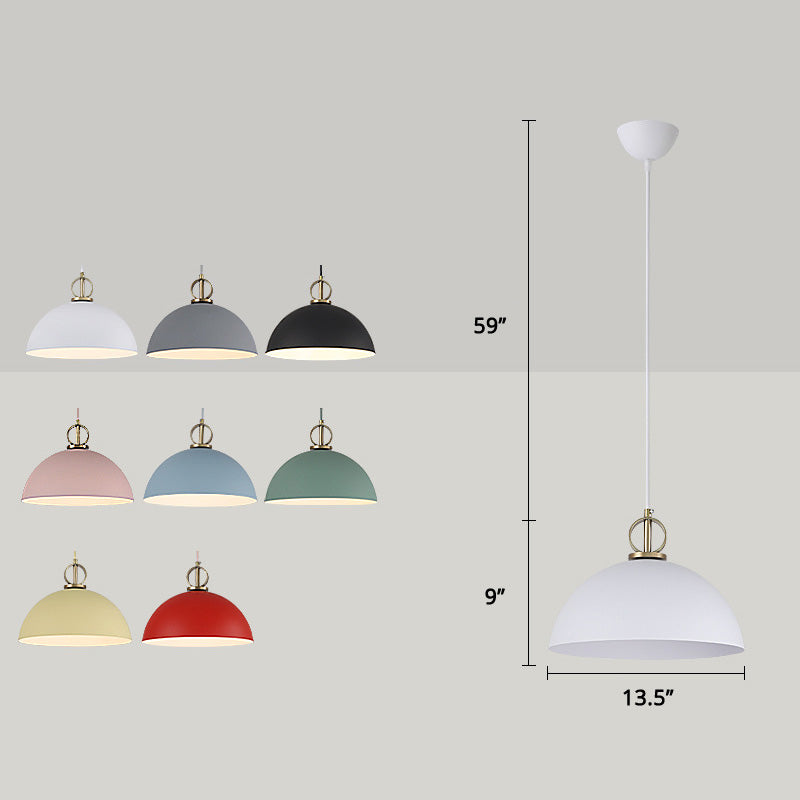 Metal Macaron Dome Pendant Light With Brass Ring Deco - Hanging Pendulum For Restaurants