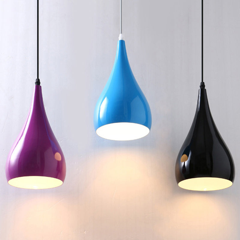 Macaron Metal Teardrop Pendant Light Fixture – Suspended 1-Light for Dining Room Ceiling