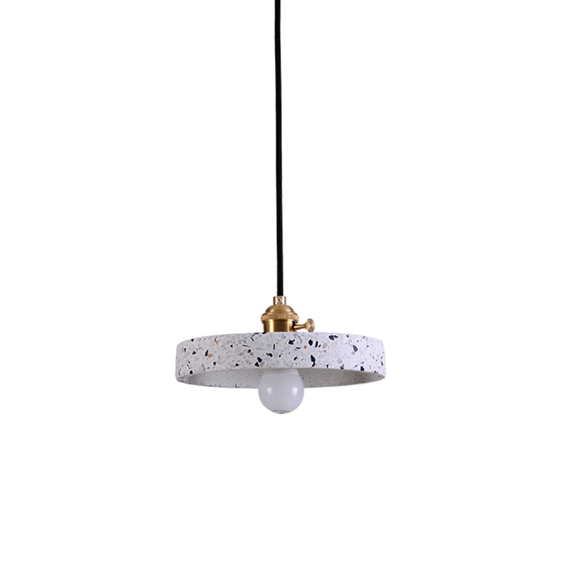 Lampe à suspension simple élégante en terrazzo : luminaire de chevet rond avec interrupteur rotatif