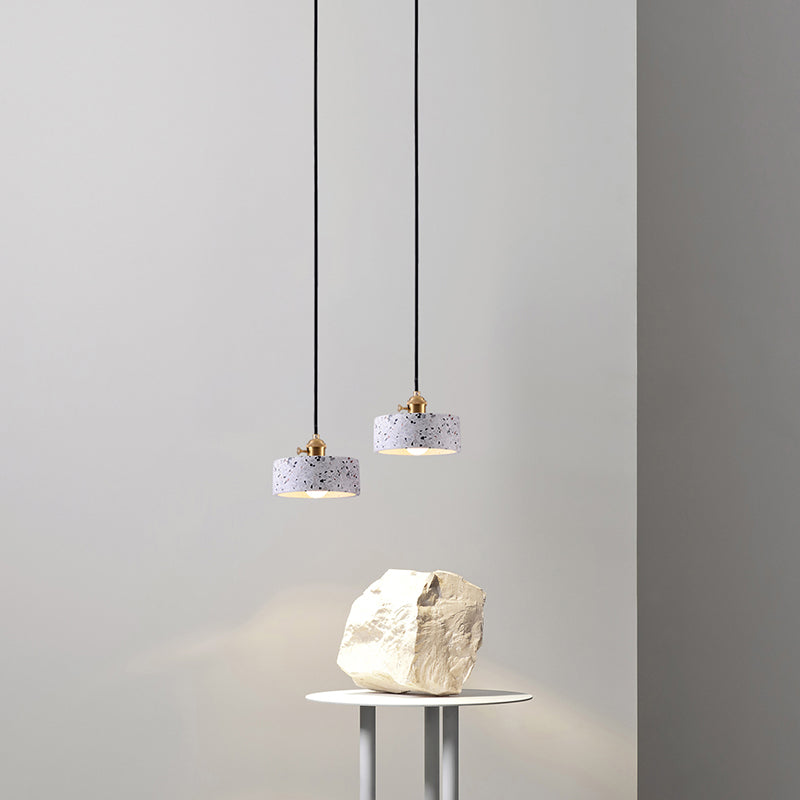 Lampe à suspension simple élégante en terrazzo : luminaire de chevet rond avec interrupteur rotatif