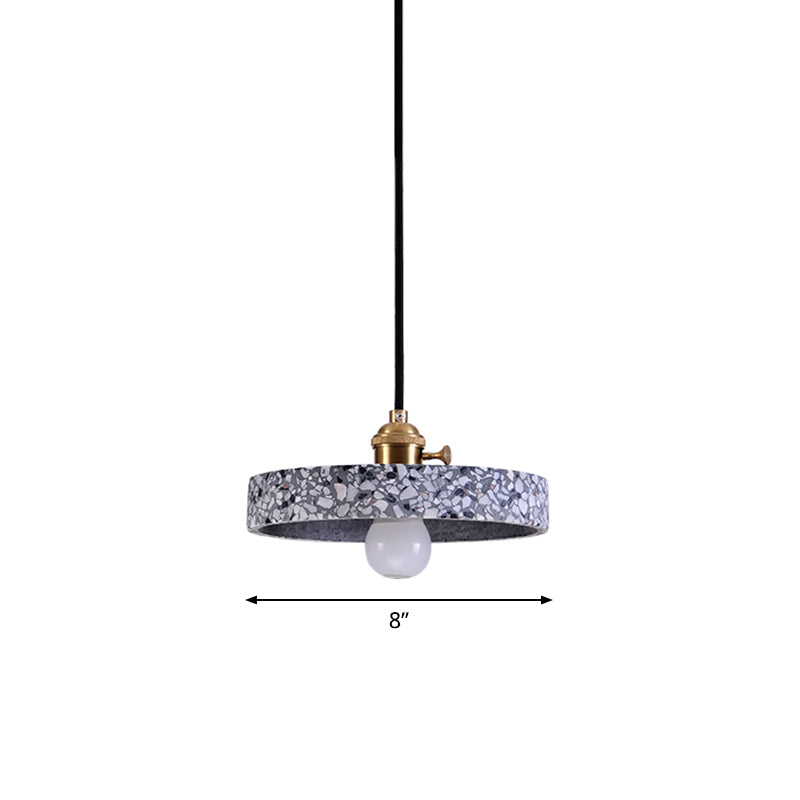 Lampe à suspension simple élégante en terrazzo : luminaire de chevet rond avec interrupteur rotatif