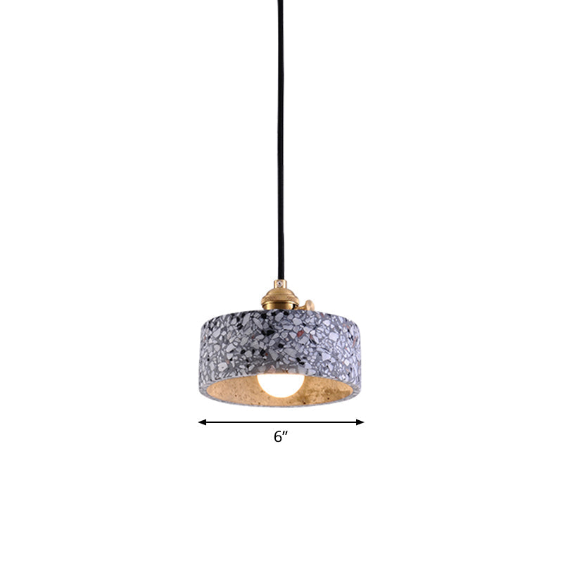 Lampe à suspension simple élégante en terrazzo : luminaire de chevet rond avec interrupteur rotatif