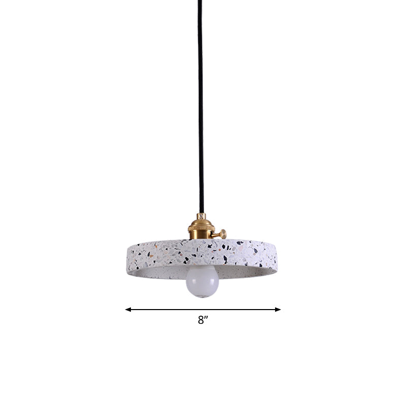 Lampe à suspension simple élégante en terrazzo : luminaire de chevet rond avec interrupteur rotatif