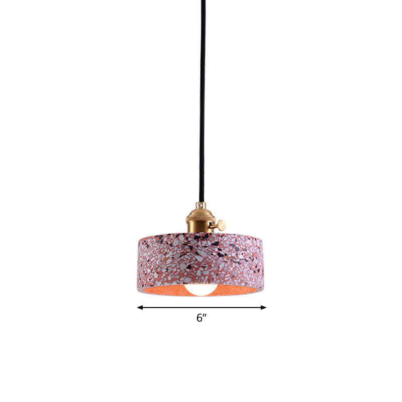 Lampe à suspension simple élégante en terrazzo : luminaire de chevet rond avec interrupteur rotatif