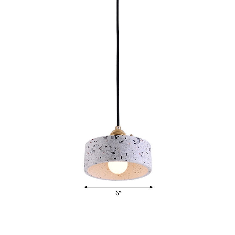 Lampe à suspension simple élégante en terrazzo : luminaire de chevet rond avec interrupteur rotatif