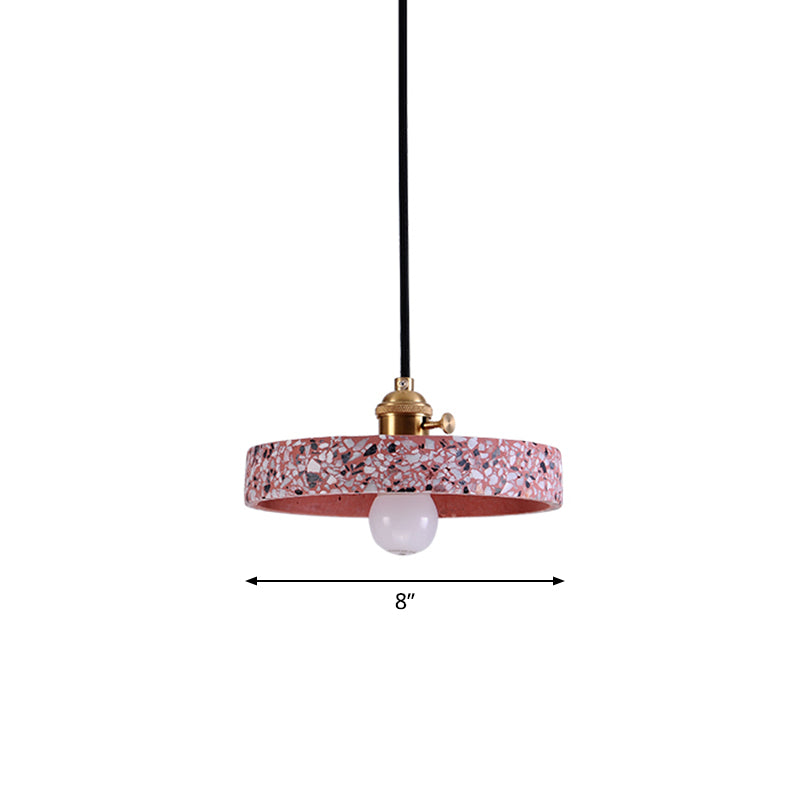 Lampe à suspension simple élégante en terrazzo : luminaire de chevet rond avec interrupteur rotatif