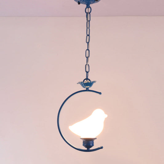 Vintage Tiffany Glass Pendant Ceiling Lamp - Blue Ring Pendulum Light for Bedroom