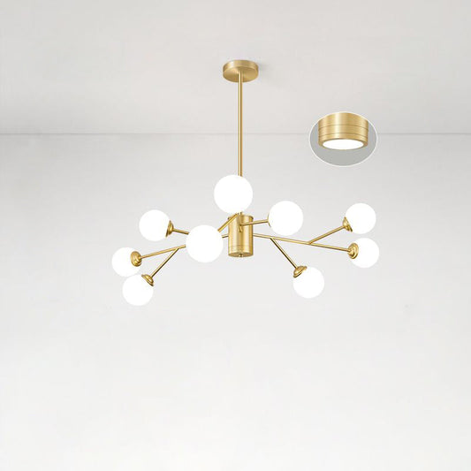 Nordic Milky Glass Chandelier Gold Suspension Light For Living Room 9 /