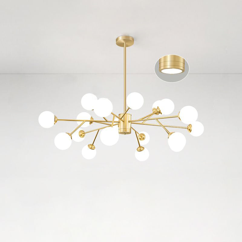 Nordic Milky Glass Chandelier Gold Suspension Light For Living Room 18 /