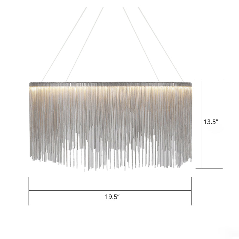 LED Chain Fringe Chandelier - Modern Metal Pendant Light for Living Room