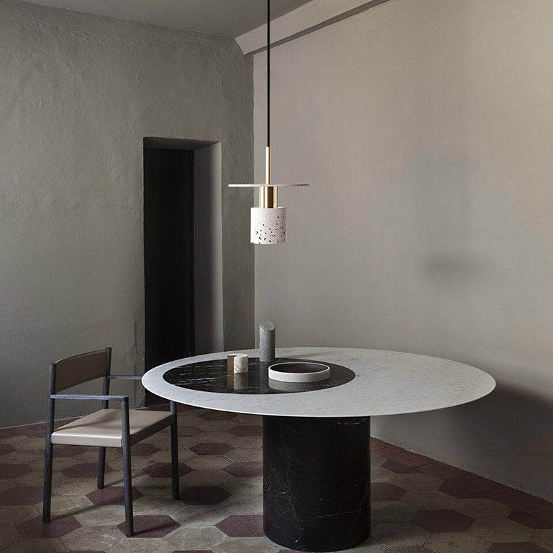 Terrazzo Drop Pendant Ceiling Lamp For Dining Room Modern Design Single Bulb Suspension White / 8