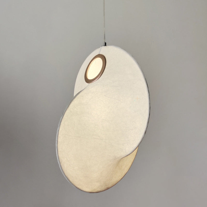 Faux Silk Irregular Shaped Ceiling Hang Light - Designer 1-Light White Pendant For Restaurants /