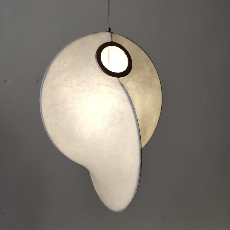 Irregular Faux Silk Ceiling Pendant Light for Restaurants - Designer White 1-Light Pendulum