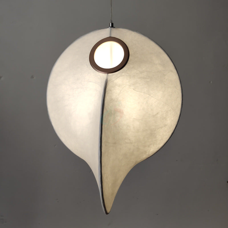 Irregular Faux Silk Ceiling Pendant Light for Restaurants - Designer White 1-Light Pendulum