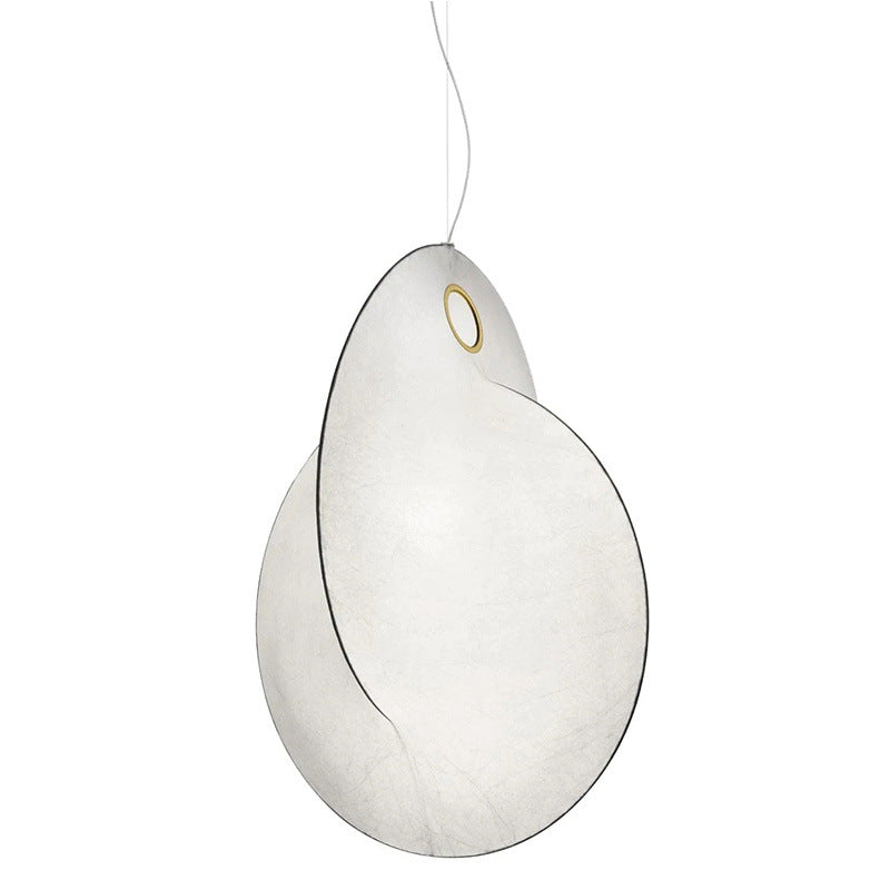 Irregular Faux Silk Ceiling Pendant Light for Restaurants - Designer White 1-Light Pendulum