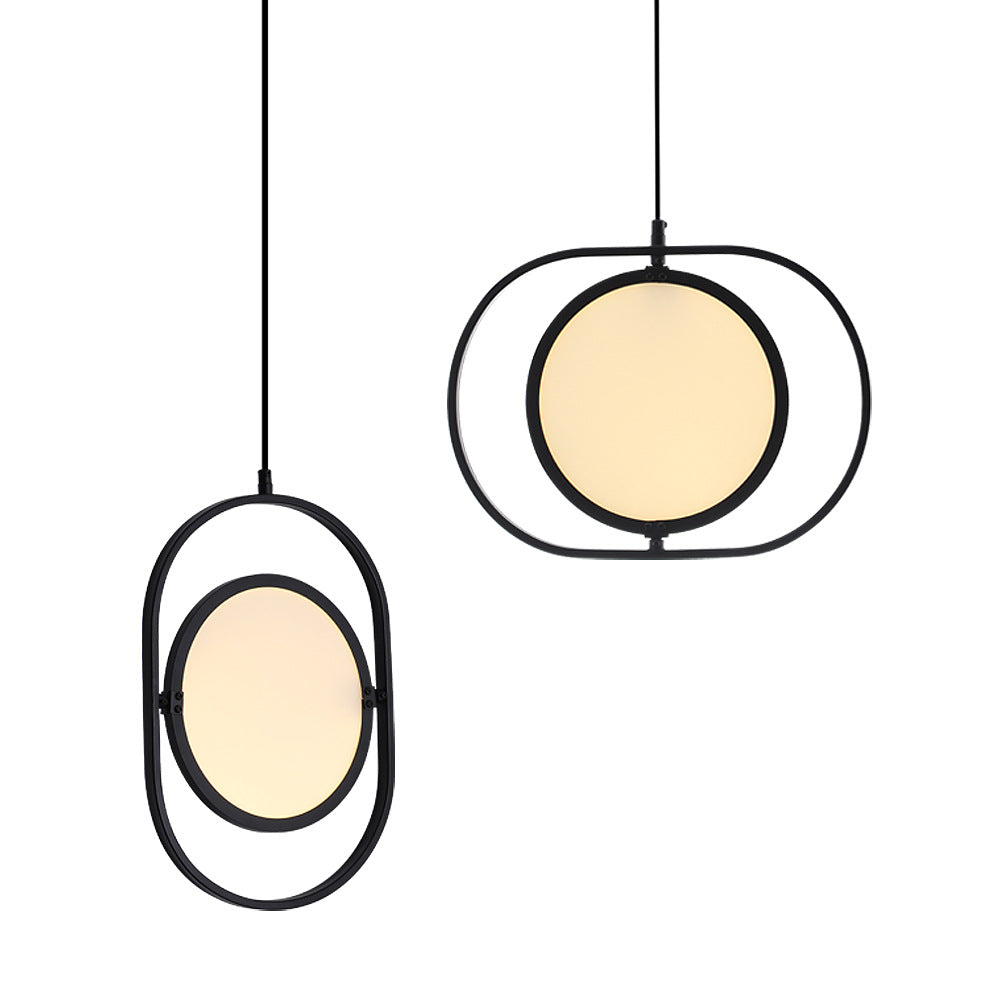 Minimalistic LED Pendant Lamp in Black for Bedside with Acrylic Shade