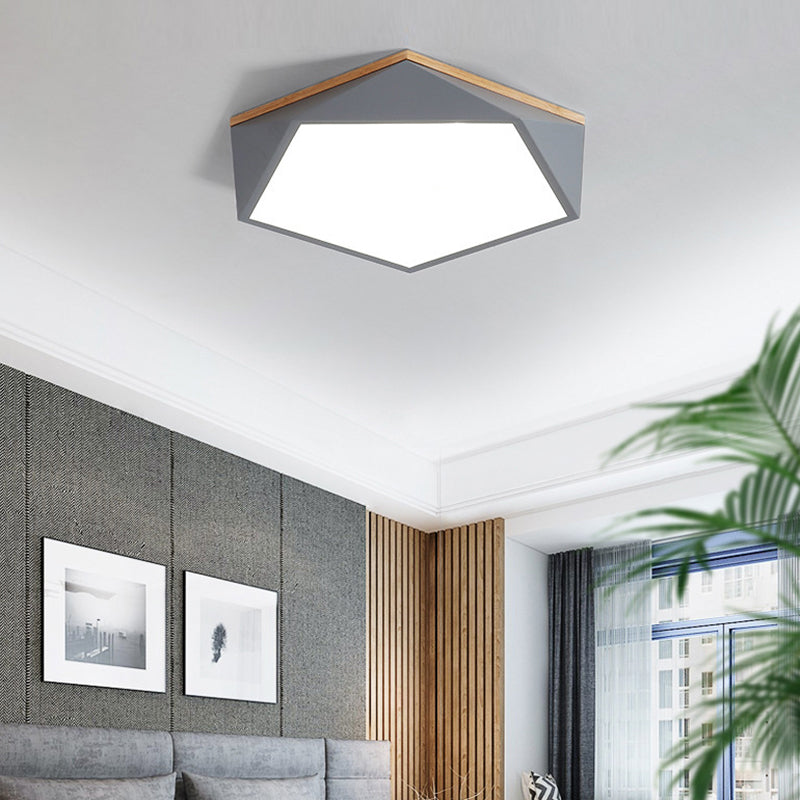 Minimalist Metal Pentagon Flush Mount LED Ceiling Light