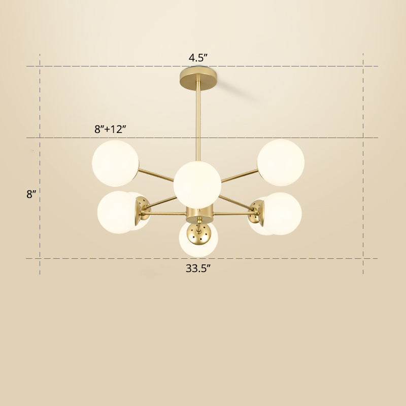 Opal Glass Radial Chandelier - Postmodern Style Pendant Light For Living Room