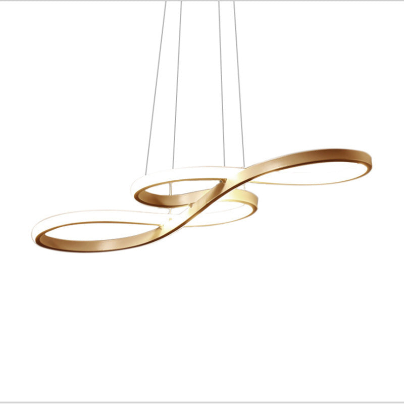 Sleek Led Pendant Chandelier: Metal Musical Note Shape For Table Suspensions Gold / 24.5 White