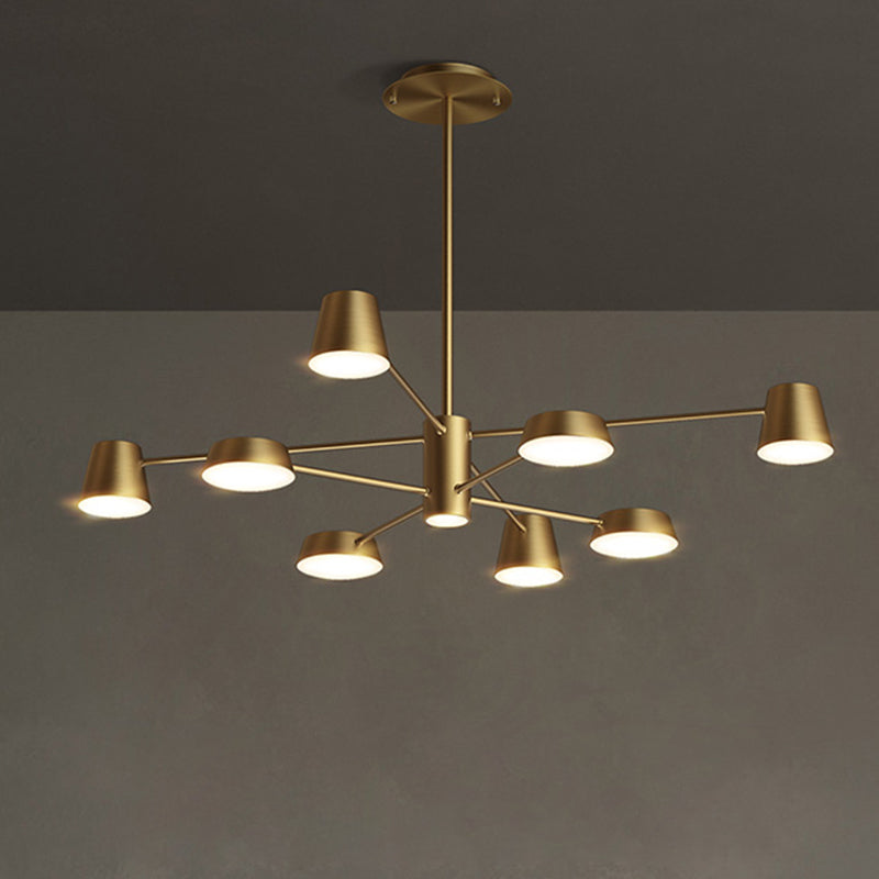 Brass Conical Led Chandelier: Stylish Postmodern Suspension Light For Living Room 8 /