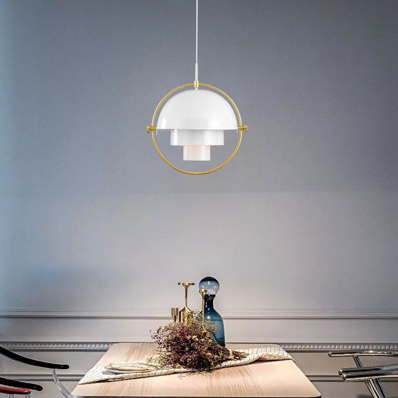 Postmodern Metal Pendant Lighting - Rollover Quart-Sphere: Single Restaurant Hanging Light