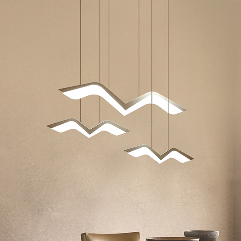 Seagull Multi Light Pendant LED Hanging Lamp in Elegant White Acrylic Shade - Choose from 2, 3, 4 or 5 Lights