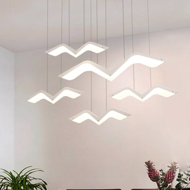 Seagull Multi Light Pendant LED Hanging Lamp in Elegant White Acrylic Shade - Choose from 2, 3, 4 or 5 Lights