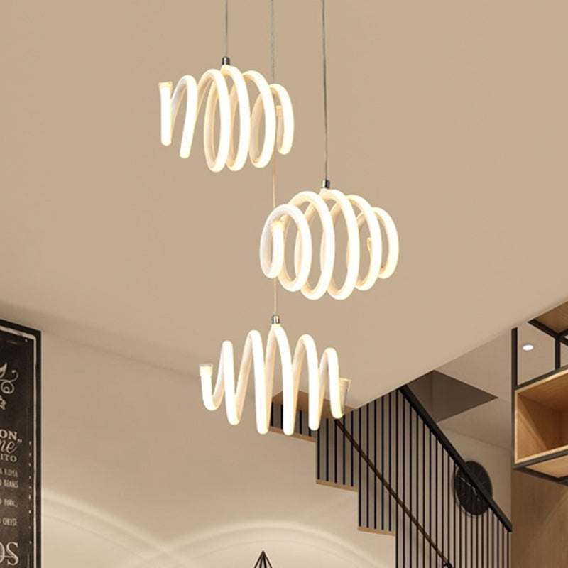Minimalist Twisted Suspension Pendant Led Ceiling Light In Warm/White White /