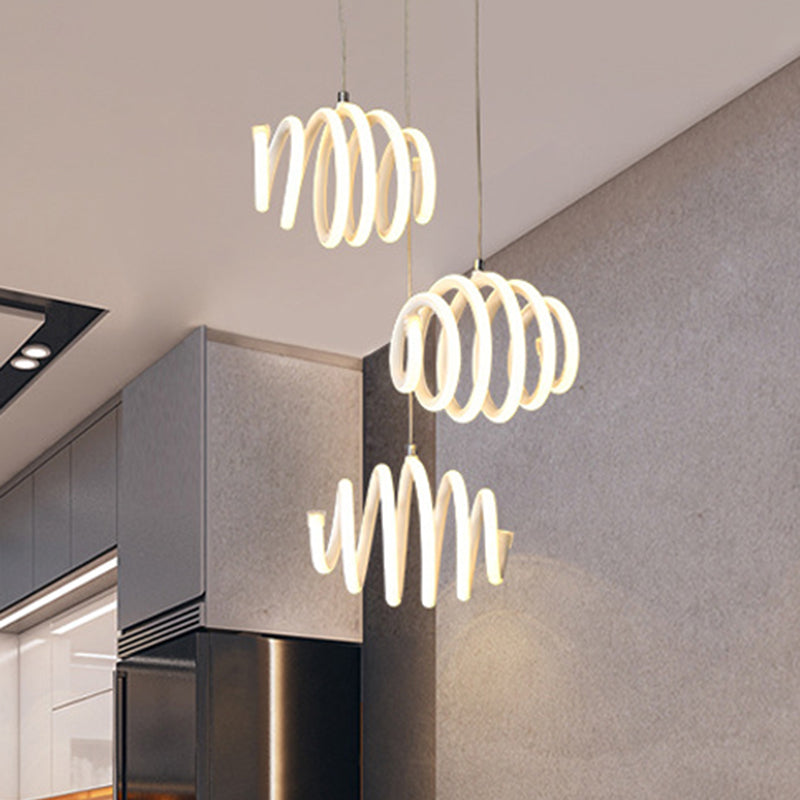 Minimalist Twisted Suspension Pendant Led Ceiling Light In Warm/White