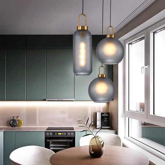 Minimalist Dining Room Pendant Light With Globe Glass Shade - 1 Head Ceiling Fixture