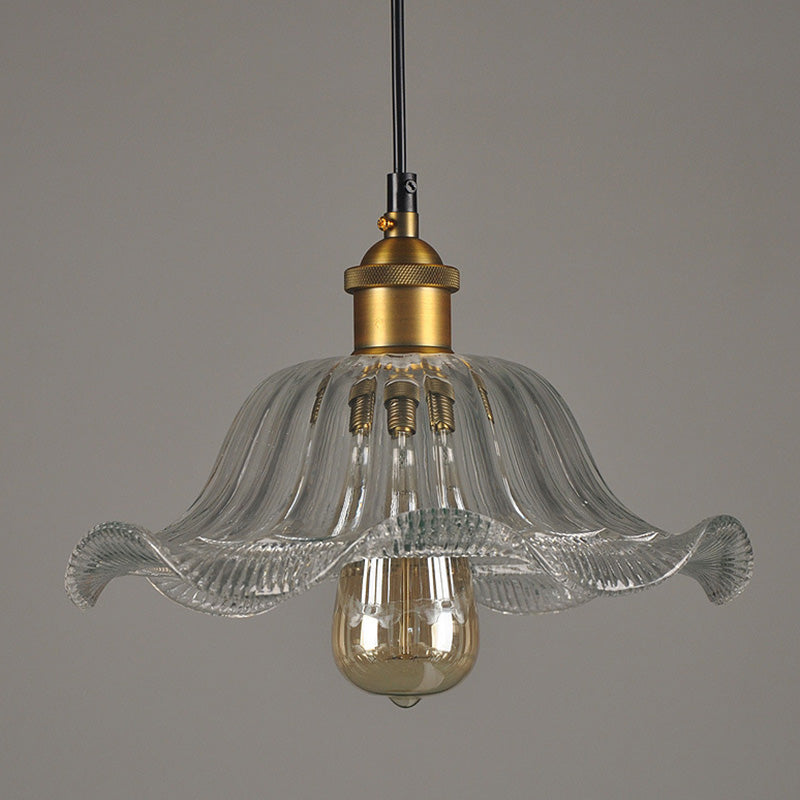 Luminaire suspendu industriel en verre transparent pour salle à manger - Lampe suspendue à 1 ampoule