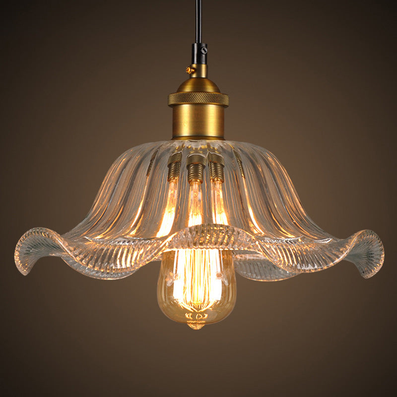 Luminaire suspendu industriel en verre transparent pour salle à manger - Lampe suspendue à 1 ampoule