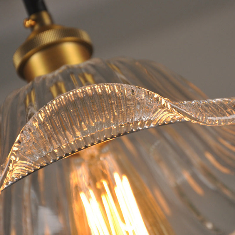 Luminaire suspendu industriel en verre transparent pour salle à manger - Lampe suspendue à 1 ampoule