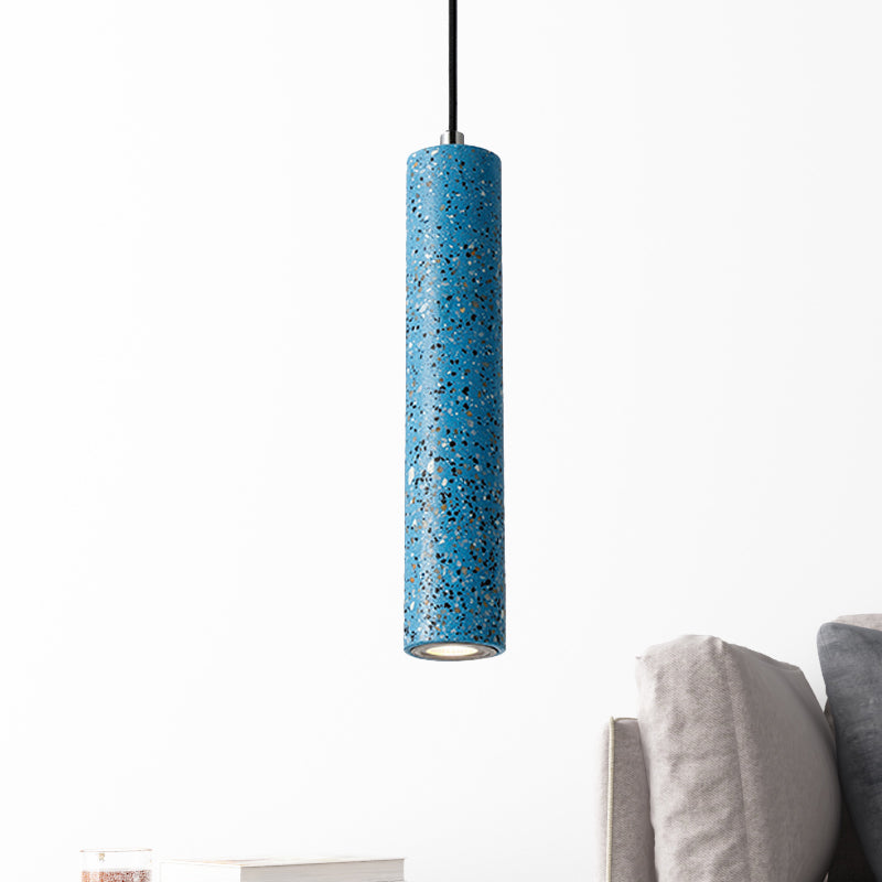 Nordic Concrete Tube Pendant Lighting - 1 Light Black/White/Yellow Suspension