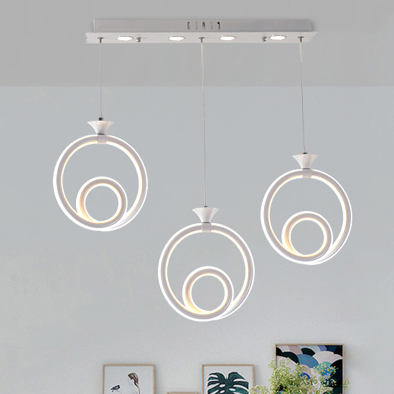Contemporary Multi-Ring Cluster Pendant Acrylic Kitchen Lamp With 3/5 Heads In Warm/White/Natural