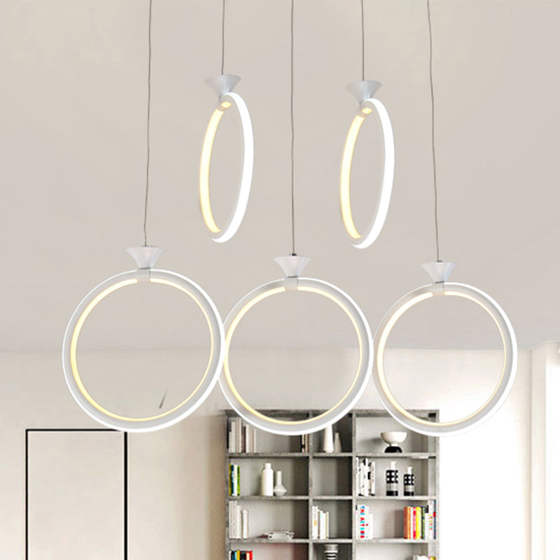 Contemporary Multi-Ring Cluster Pendant Acrylic Kitchen Lamp With 3/5 Heads In Warm/White/Natural
