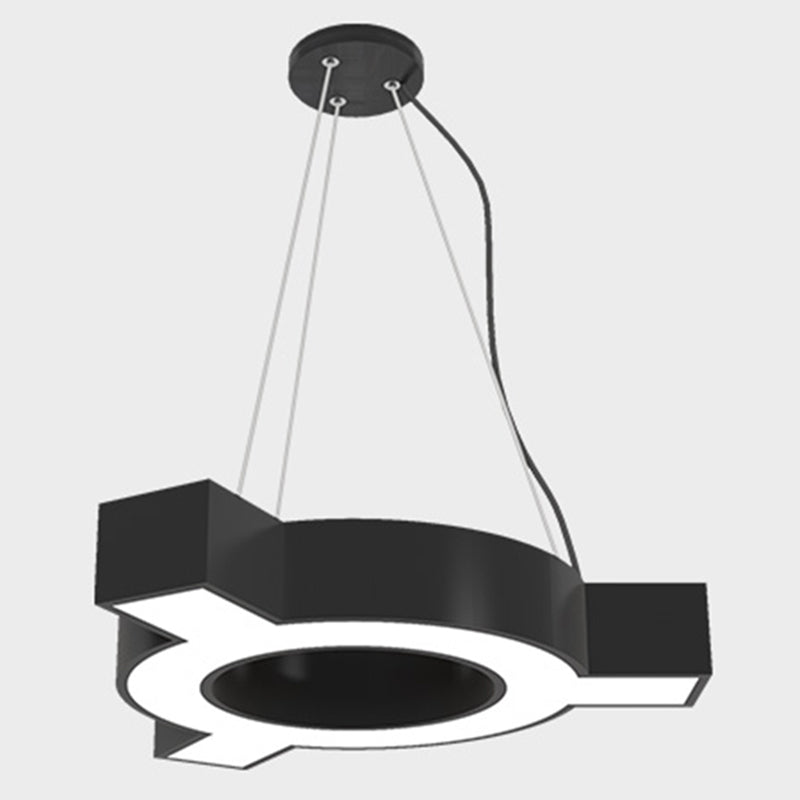 Molecular Led Hanging Lamp: Modern Metal Pendant Light For Gymnasium Gloss Black / Hollow