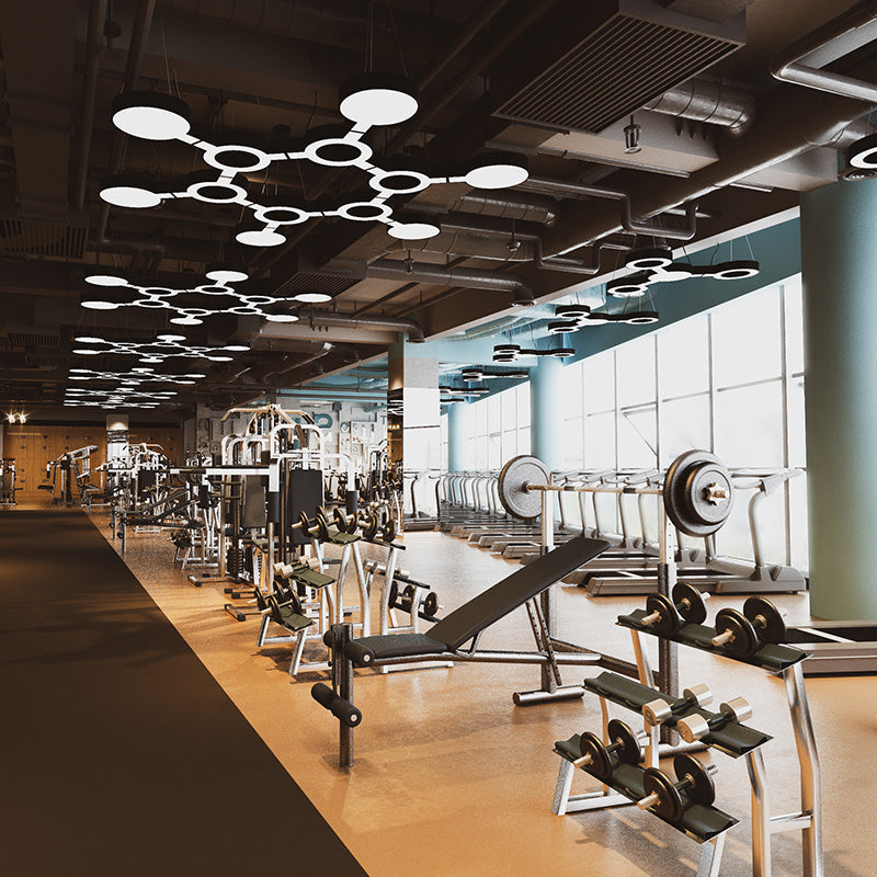 Lampe à suspension moléculaire moderne à LED - Lampe à suspension en métal pour gymnase