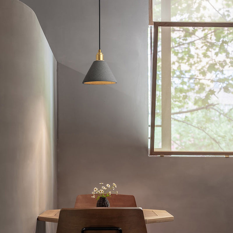 Minimalist Concrete Conical Pendant Light Fixture - 1 Head Ceiling Suspension Lamp