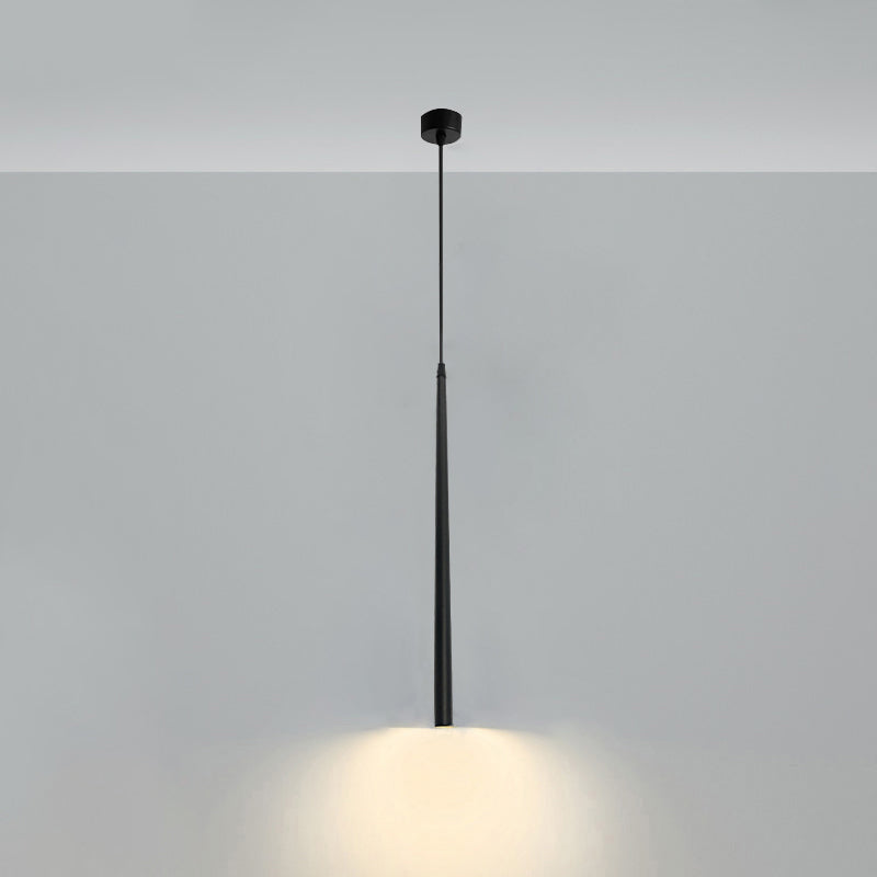 Lampe suspendue à LED au design minimaliste en tube pour suspension de chevet en noir