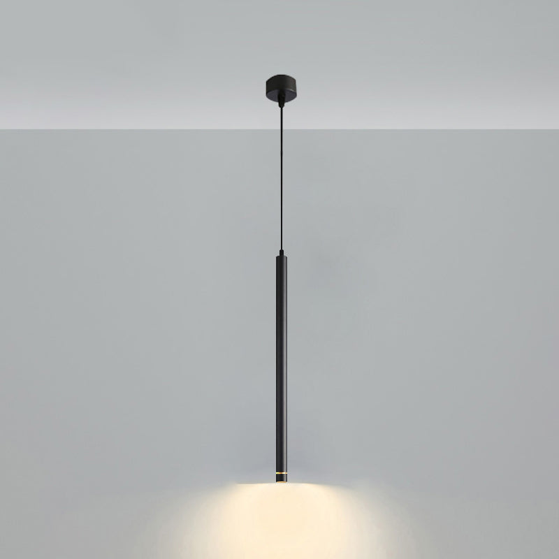 Lampe suspendue à LED au design minimaliste en tube pour suspension de chevet en noir