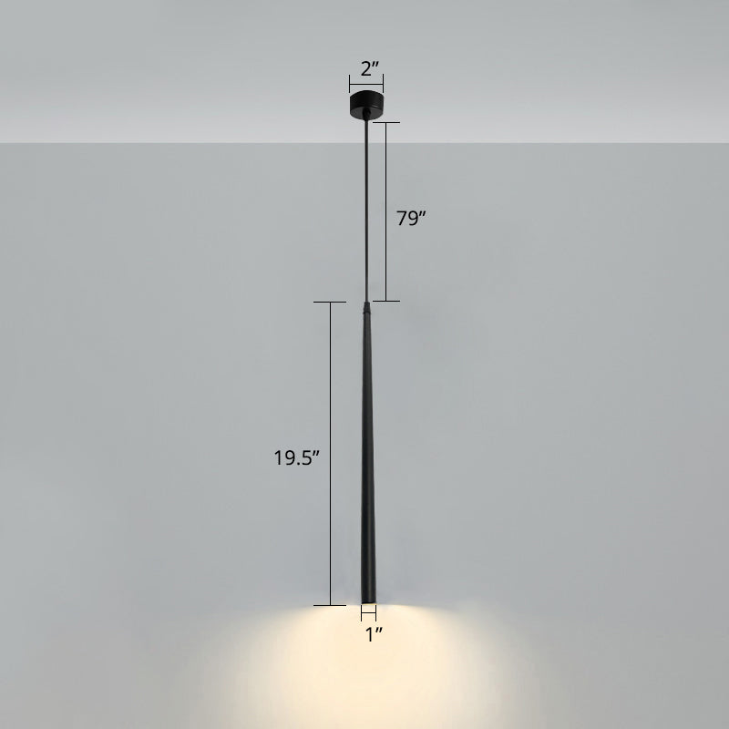 Lampe suspendue à LED au design minimaliste en tube pour suspension de chevet en noir