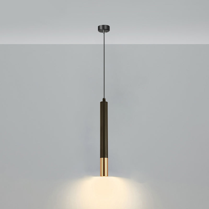 Lampe suspendue à LED au design minimaliste en tube pour suspension de chevet en noir