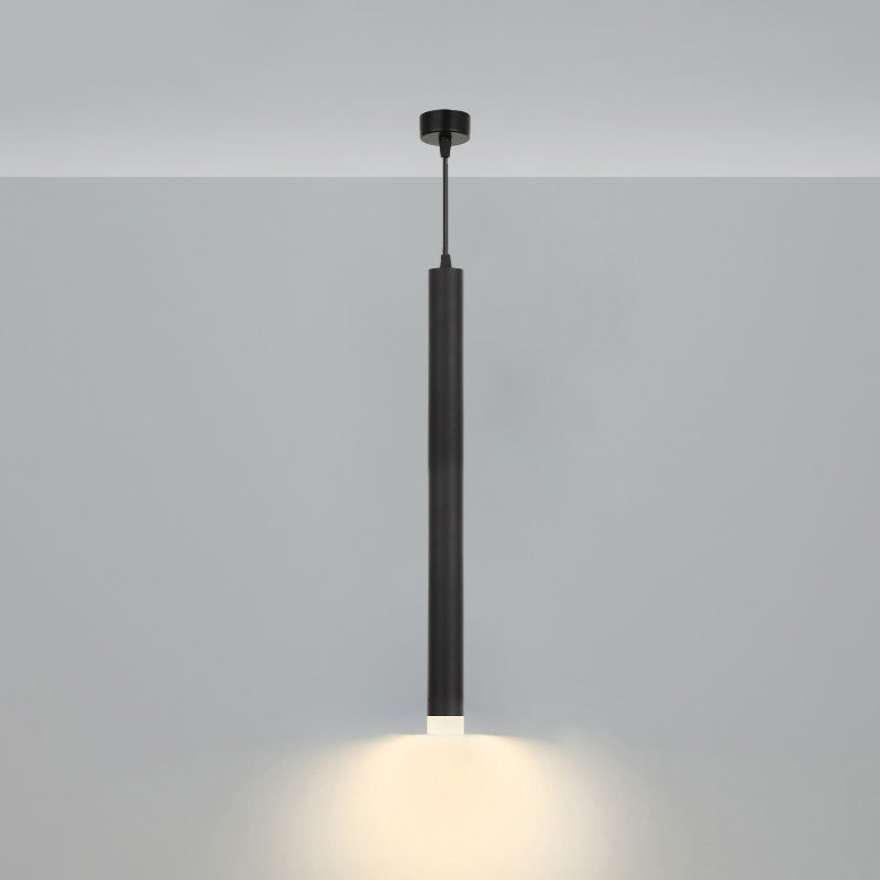 Lampe suspendue à LED au design minimaliste en tube pour suspension de chevet en noir