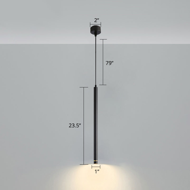 Lampe suspendue à LED au design minimaliste en tube pour suspension de chevet en noir